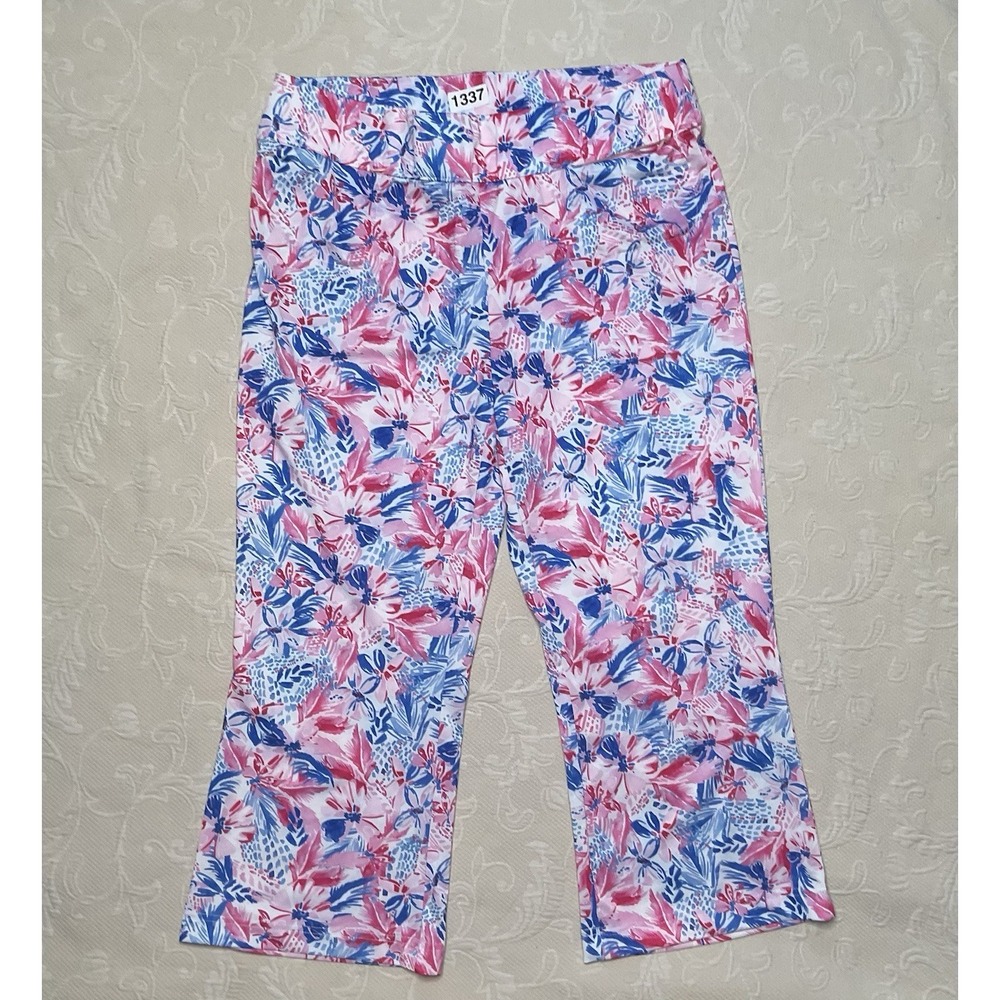 Stella Parker‎ Golf Collection Tummy Control Capri Pants Womens L  Deep Sea Pink